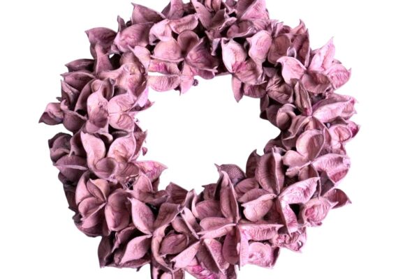 Couronne Deko Kranz Naturkranz Cotton Pod Wreath Kirschfarben 20cm∅ Handarbeit