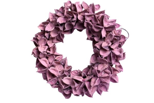 Couronne Deko Kranz Naturkranz Cotton Pod Wreath Kirschfarben 20cm∅ Handarbeit