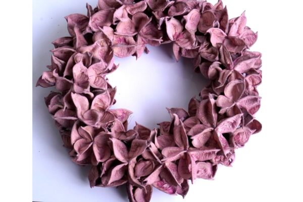 Couronne Deko Kranz Naturkranz Cotton Pod Wreath Kirschfarben 20cm∅ Handarbeit