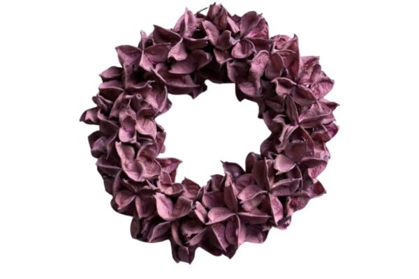 Couronne Deko Kranz Naturkranz Cotton Pod Wreath Kirschfarben 20cm∅ Handarbeit