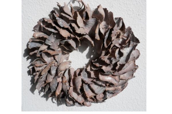 Couronne Deko Kranz Naturkranz Palm Petal Wreath Grey Wash 25cm∅ Handarbeit