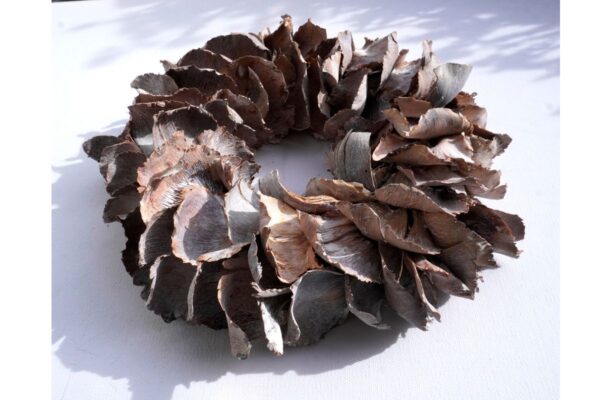 Couronne Deko Kranz Naturkranz Palm Petal Wreath White Wash 25cm∅ Handarbeit