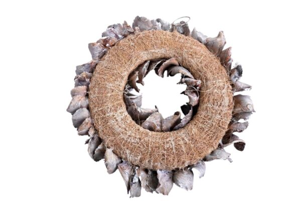 Couronne Deko Kranz Naturkranz Palm Petal Wreath White Wash 25cm∅ Handarbeit