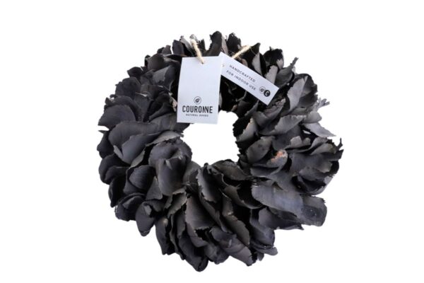 Couronne Deko Kranz Naturkranz Palm Petal Wreath Dark Grey Wash 25cm∅ Handarbeit