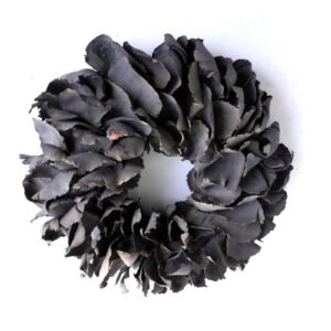 Couronne Deko Kranz Naturkranz Palm Petal Wreath Dark Grey Wash 25cm∅ Handarbeit