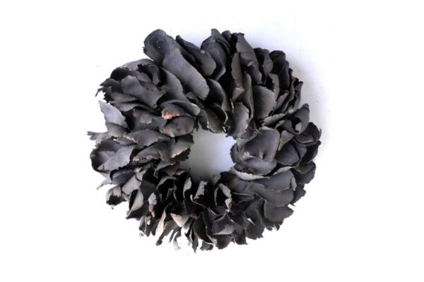 Couronne Deko Kranz Naturkranz Palm Petal Wreath Dark Grey Wash 25cm∅ Handarbeit