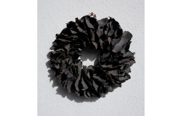 Couronne Deko Kranz Naturkranz Palm Petal Wreath Dark Grey Wash 25cm∅ Handarbeit