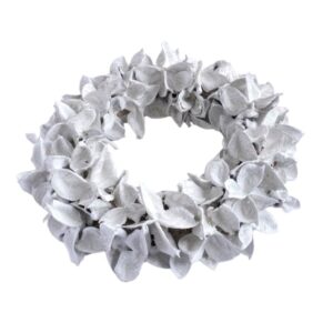 Couronne Deko Kranz Naturkranz Cotton Pod Wreath Weiß 20cm∅ Handarbeit