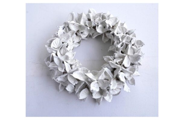 Couronne Deko Kranz Naturkranz Cotton Pod Wreath Weiß 20cm∅ Handarbeit