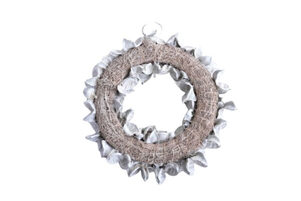 Couronne Deko Kranz Naturkranz Cotton Pod Wreath Weiß 20cm∅ Handarbeit