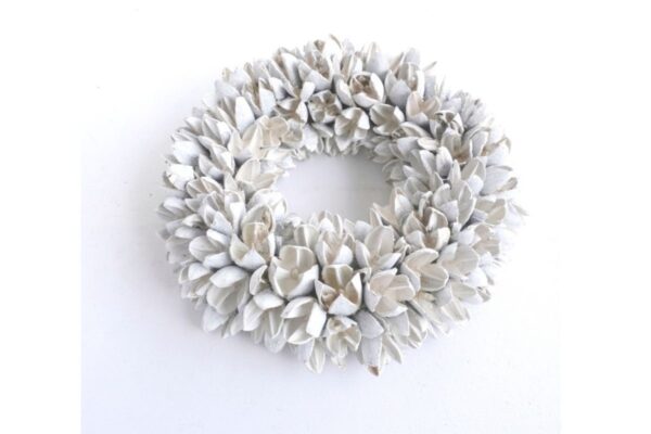 Couronne Dekokranz Wandkranz Naturkranz Handarbeit Bakuli Wreath White 20 ∅