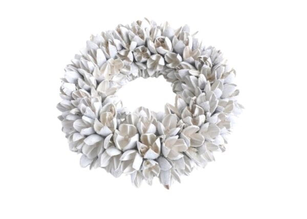 Couronne Dekokranz Wandkranz Naturkranz Handarbeit Bakuli Wreath White 20 ∅