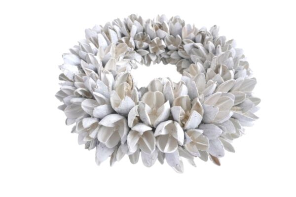 Couronne Dekokranz Wandkranz Naturkranz Handarbeit Bakuli Wreath White 20 ∅