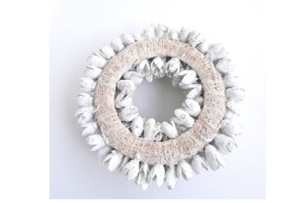 Couronne Dekokranz Wandkranz Naturkranz Handarbeit Bakuli Wreath White 20 ∅