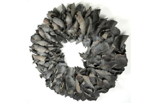 Couronne Dekokranz Wandkranz Naturkranz Handarbeit Palm Petal Wreath Dark Grey 40 ∅