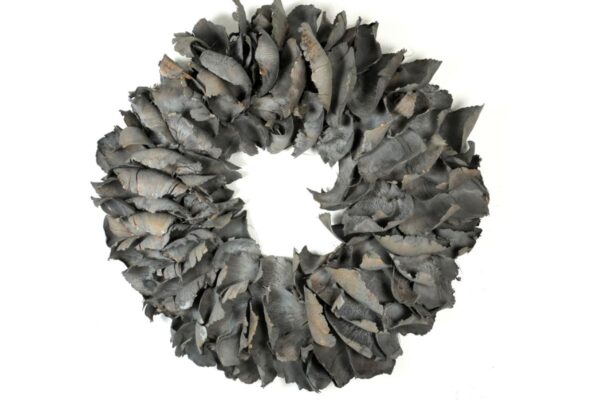 Couronne Dekokranz Wandkranz Naturkranz Handarbeit Palm Petal Wreath Dark Grey 40 ∅