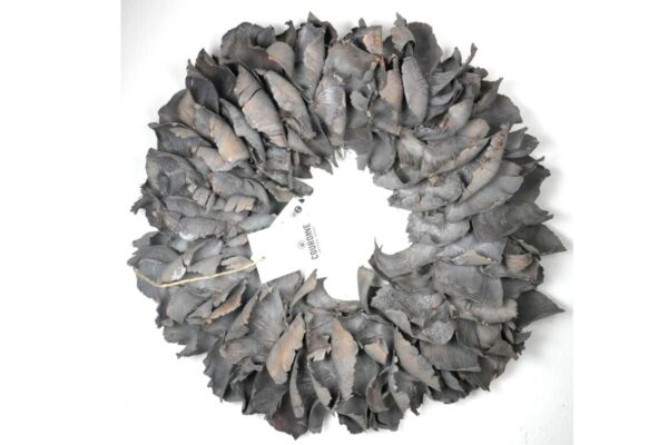 Couronne Dekokranz Wandkranz Naturkranz Handarbeit Palm Petal Wreath Dark Grey 40 ∅