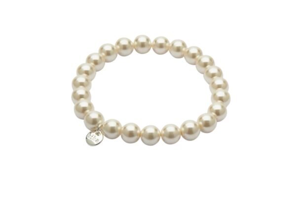 Biba Armband Glas Perlen Perlmutt 8mm Ø Damen Armband Silber Anhänger