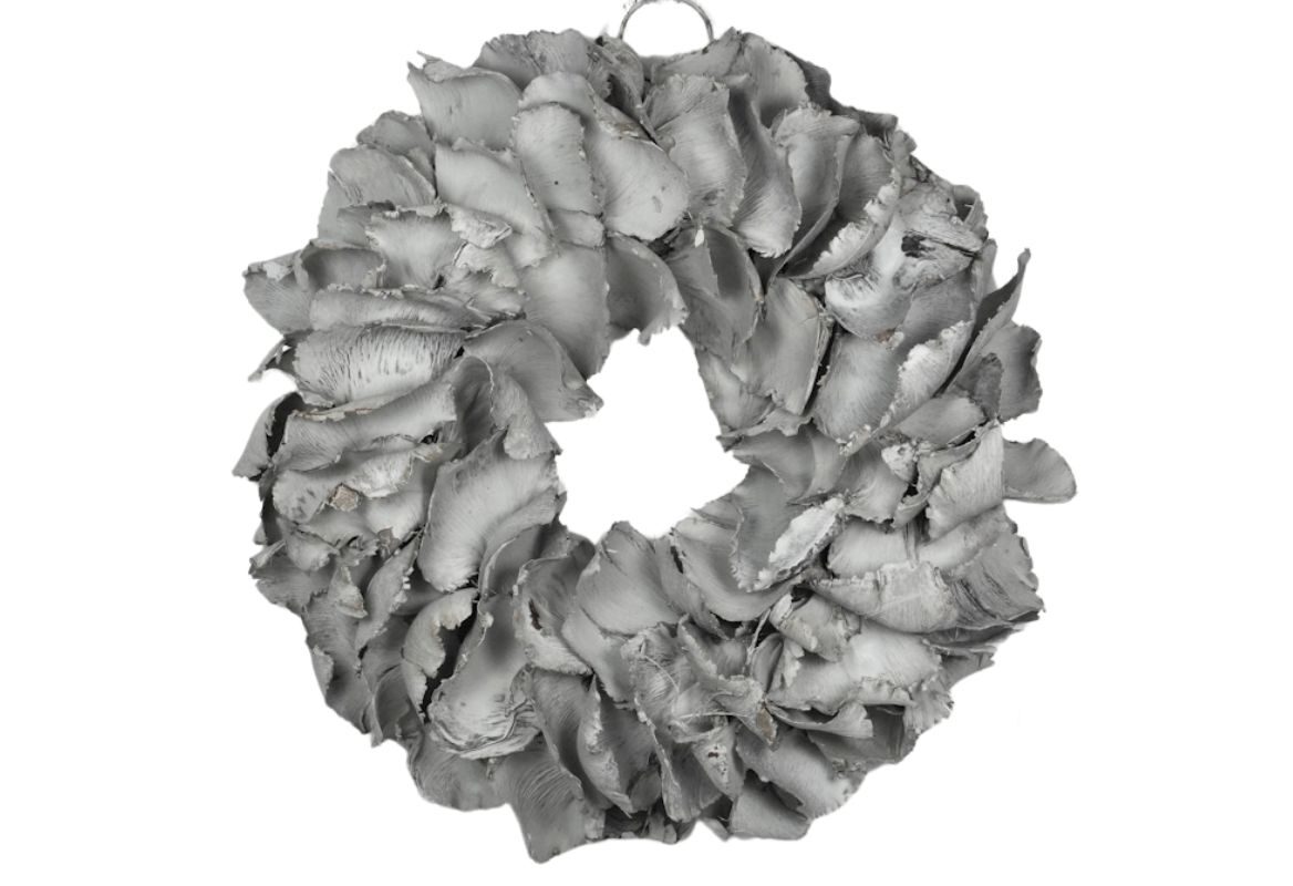 Couronne Deko Kranz Naturkranz Palm Petal Wreath Grey Mist 25cm∅ Handarbeit
