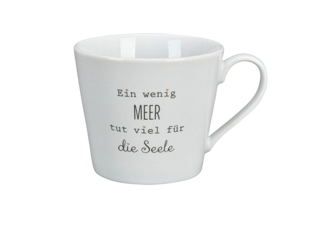 Krasilnikoff Henkeltasse Kaffeetasse Sprüche Tasse Ein wenig MEER tut viel für die Seele