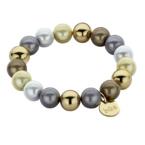 Biba Armband Polymerperlen Grey Mix 12mm Ø Anhänger Gold