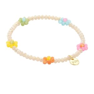 Biba Armband Summer Flower Crystal Perlen 4mm Ø Anhänger Gold