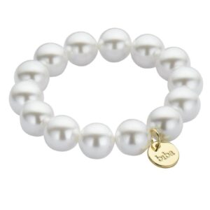 Biba Armband All Time Classic Glasperlen White 14mm Ø Anhänger Gold