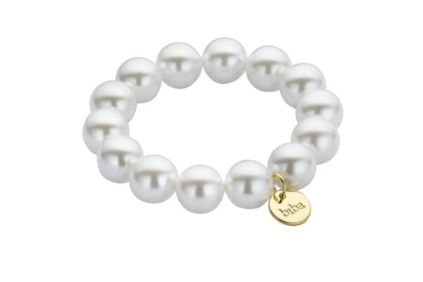 Biba Armband All Time Classic Glasperlen White 14mm Ø Anhänger Gold