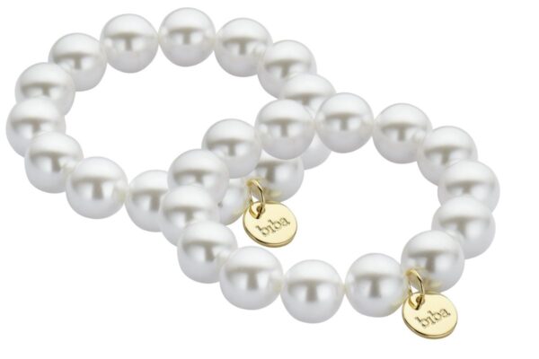 Biba Armband All Time Classic Glasperlen White 14mm Ø Anhänger Gold