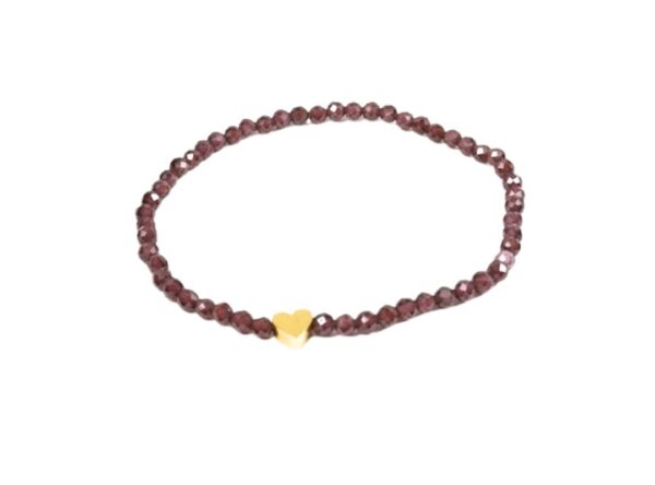 Armband H.C.A. let`s enjoy Nature Rhodolite Perlen Rot Facettiert & Herz Vergoldet
