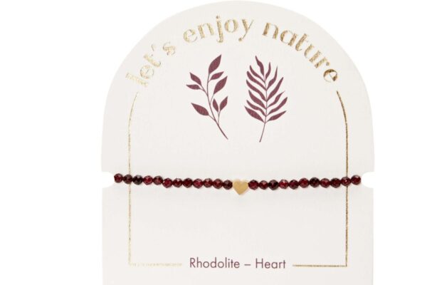 Armband H.C.A. let`s enjoy Nature Rhodolite Perlen Rot Facettiert & Herz Vergoldet