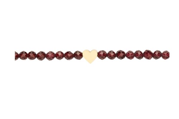 Armband H.C.A. let`s enjoy Nature Rhodolite Perlen Rot Facettiert & Herz Vergoldet