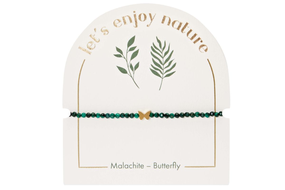 Armband H.C.A. let`s enjoy Nature Malachite Perlen Grün Facettiert & Schmetterling Vergoldet