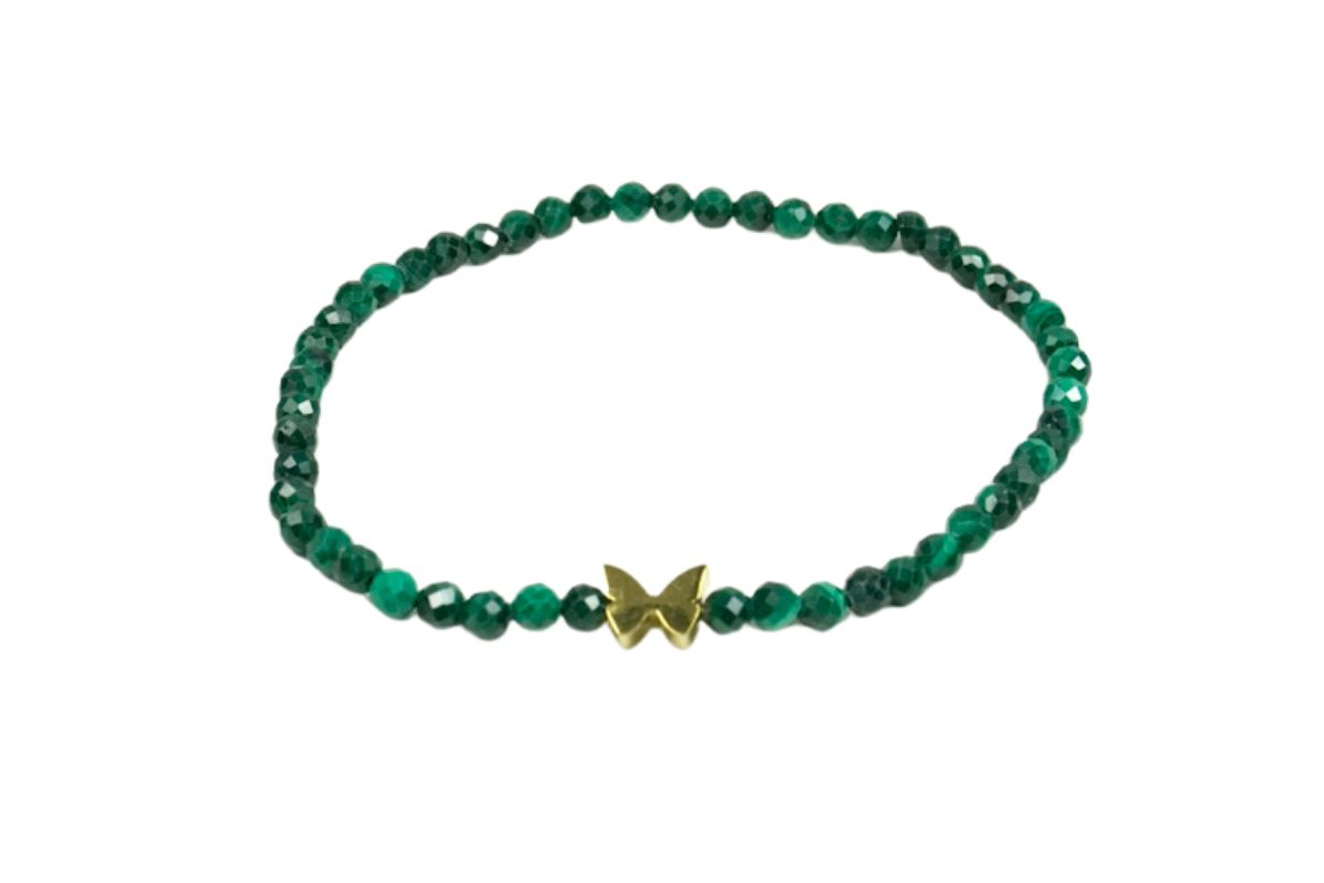 Armband H.C.A. let`s enjoy Nature Malachite Perlen Grün Facettiert & Schmetterling Vergoldet