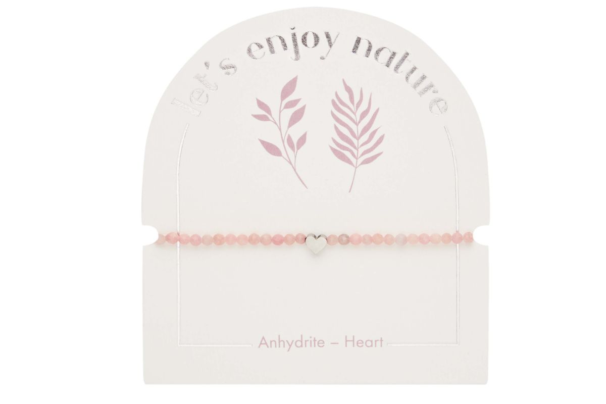 Armband H.C.A. let`s enjoy Nature Anhydrite Perlen Zartrosa Facettiert & Herzchen Silber