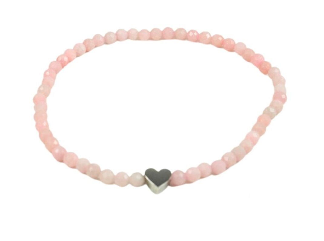 Armband H.C.A. let`s enjoy Nature Anhydrite Perlen Zartrosa Facettiert & Herzchen Silber
