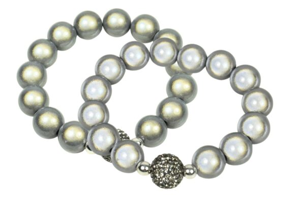 Impala Damen Armband Funky Grey One Polymer Perlen 14mm Ø & Glitzer Perle