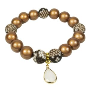 Impala Damen Armband Wonder Leo Braun Polymer Perlen 12mm Ø & Anhänger