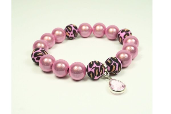 Impala Damen Armband Wonder Leo Rosa Polymer Perlen 12mm Ø & Anhänger
