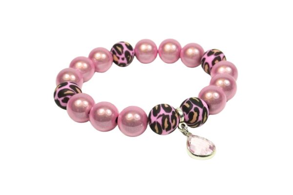 Impala Damen Armband Wonder Leo Rosa Polymer Perlen 12mm Ø & Anhänger
