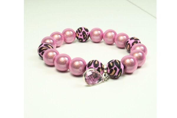 Impala Damen Armband Wonder Leo Rosa Polymer Perlen 12mm Ø & Anhänger