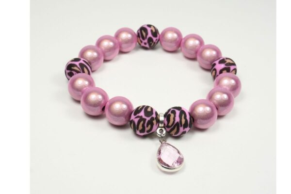 Impala Damen Armband Wonder Leo Rosa Polymer Perlen 12mm Ø & Anhänger