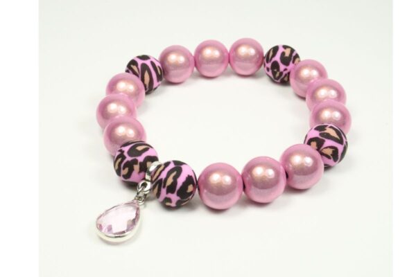 Impala Damen Armband Wonder Leo Rosa Polymer Perlen 12mm Ø & Anhänger