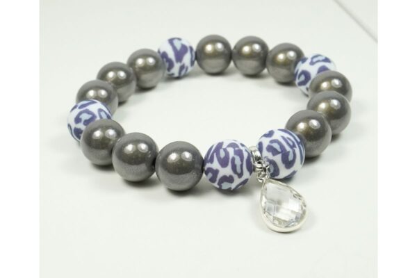 Impala Damen Armband Wonder Leo Grey Polymer Perlen 12mm Ø & Anhänger