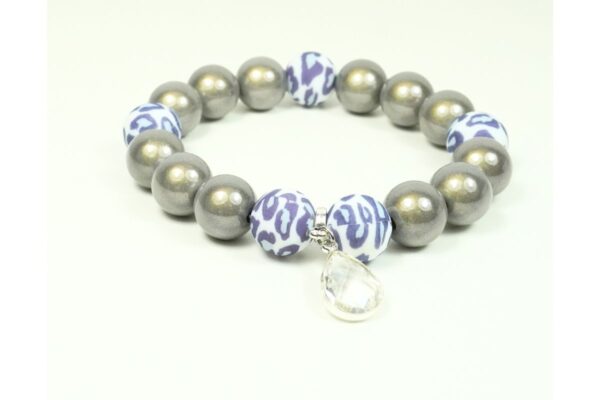 Impala Damen Armband Wonder Leo Grey Polymer Perlen 12mm Ø & Anhänger