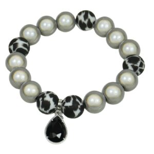 Impala Damen Armband Wonder Hellgrau Polymer Perlen 12mm Ø & Anhänger