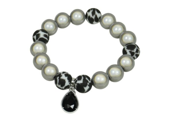 Impala Damen Armband Wonder Hellgrau Polymer Perlen 12mm Ø & Anhänger