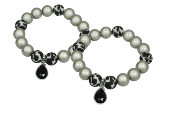 Impala Damen Armband Wonder Hellgrau Polymer Perlen 12mm Ø & Anhänger