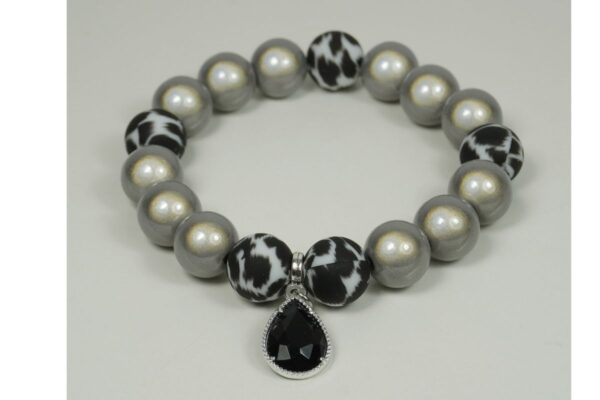 Impala Damen Armband Wonder Hellgrau Polymer Perlen 12mm Ø & Anhänger