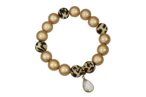 Impala Damen Armband Wonder Goldbeige Polymer Perlen 12mm Ø & Anhänger